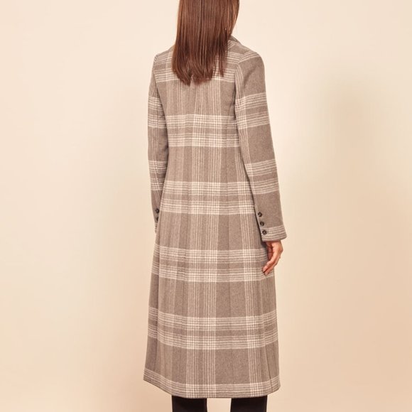 Reformation York Coat in Brown Check - Picture 4 of 6